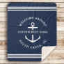 Modern Custom Boat Name Welcome Aboard Nautical Sherpa Blanket