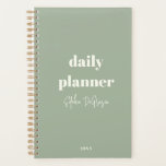 Modern Custom Boho Chic Minimalist Daily Planner<br><div class="desc">Stay organized with flair! 📅 Customize our Boho Chic Dusty Green Daily Planner with your name,  year and title! Your style,  your schedule. Achieve your goals in minimalist,  modern fashion. Planning made personal and stylish! 🌼 #CustomPlanner #OrganizationGoals</div>