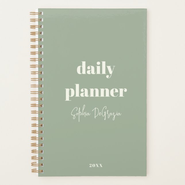Modern Custom Boho Chic Minimalist Daily Planner (Front)
