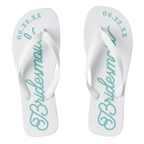 Modern Custom Bridal Party Flip Flops