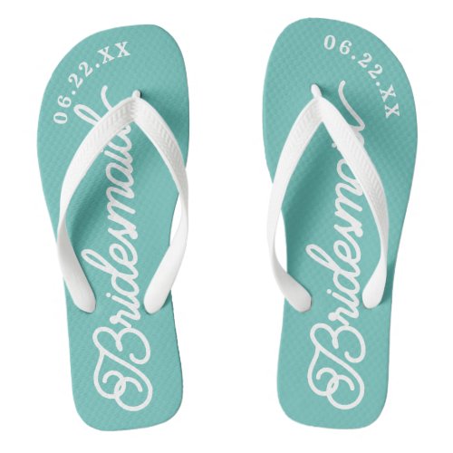 Modern Custom Bridal Party Flip Flops