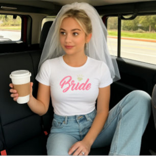 Modern Custom Bride Name Pink Glittery Diamond Tri-Blend Shirt