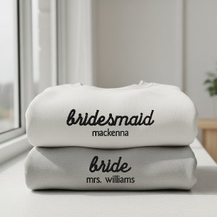 Modern Custom Bride Squad Gift Bachelorette Party Embroidered Sweatshirt