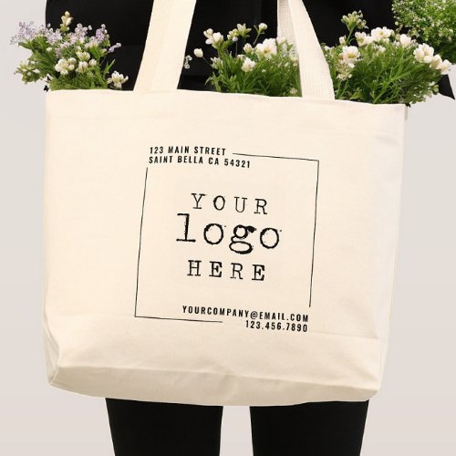 Modern Custom Business Company Logo  Large Tote Bag