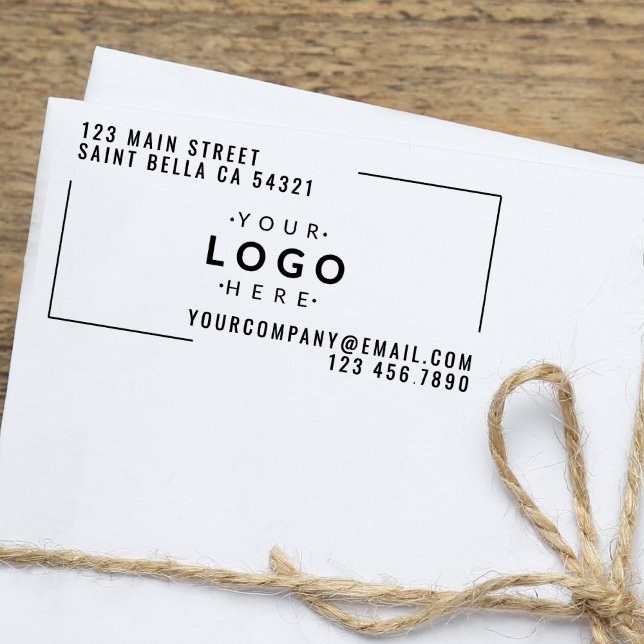 Modern Custom Business Company Logo Return Address Self-inking Stamp (Creator Uploaded)
