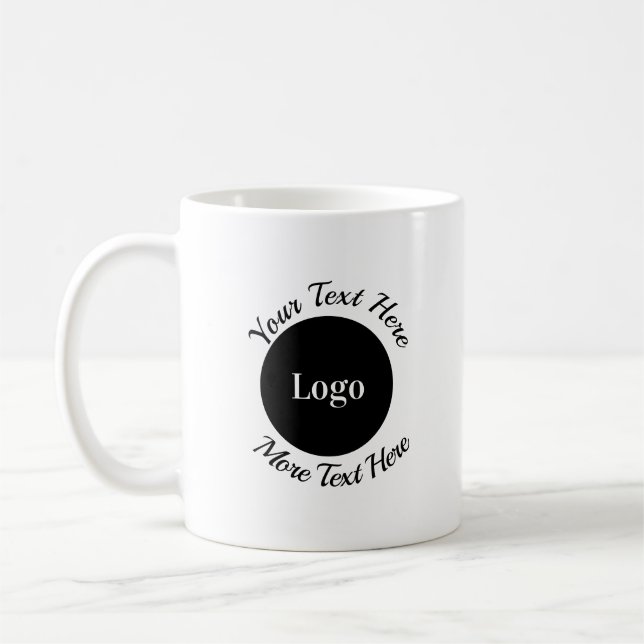 Modern Custom Business Logo and Personalized Text  Coffee Mug (Left)
