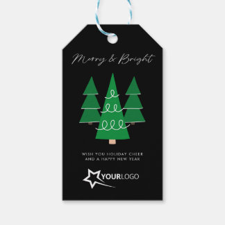 Modern Custom Business Logo Black Christmas Gift Tags