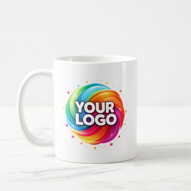 Modern Custom Business Logo Branded Coffee Mug (Left)