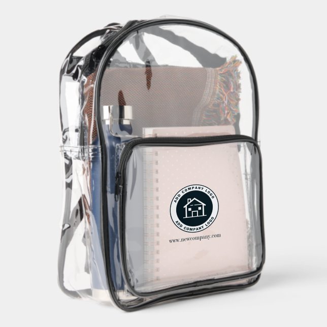Modern Custom Business Logo Giveaway Clear Backpack (Right)