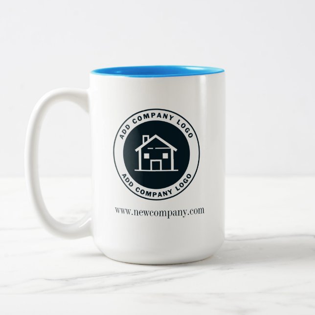 Modern Custom Business Logo Giveaway Two-Tone Coffee Mug (Left)