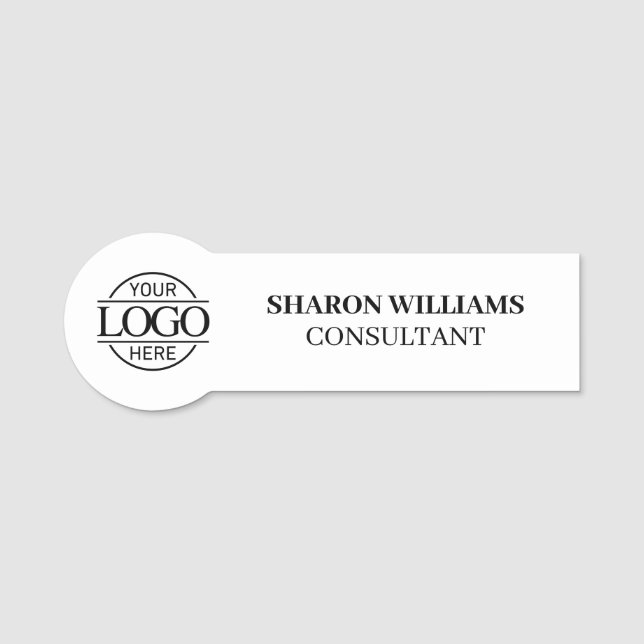 Modern Custom Business Logo Magnetic Employee Name Tag (Front)