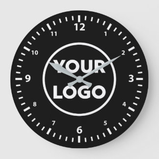 Modern Custom Business Logo on Black Background Large Clock