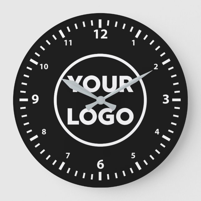 Modern Custom Business Logo on Black Background Large Clock (Front)