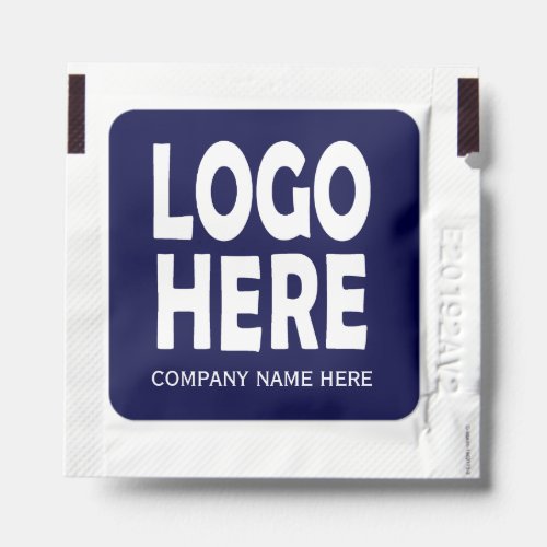 Modern custom business logo on navy promotional hand sanitizer packet