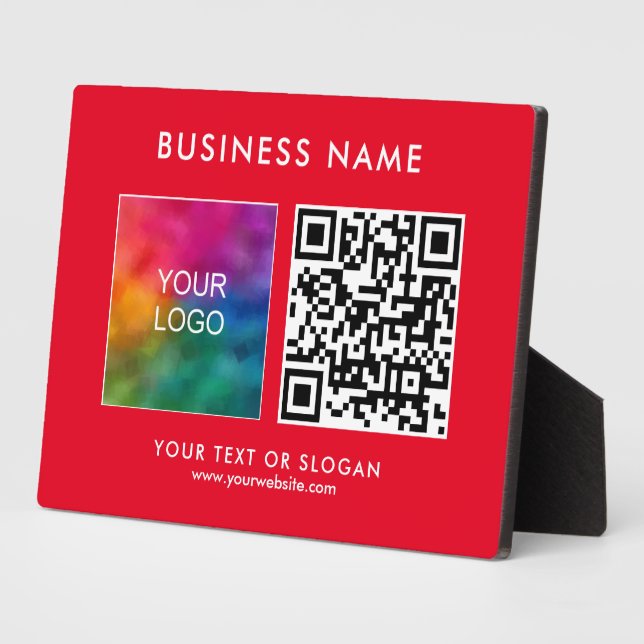 Modern Custom Business Logo QR Code Template Red Plaque (Side)