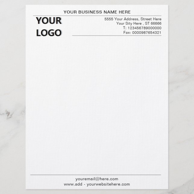 Modern Custom Business Office Letterhead with Logo (Front)