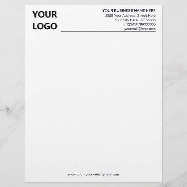Modern Custom Business Office Letterhead with Logo (Front)