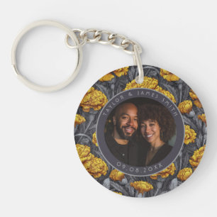 Modern Custom Carnation Aesthetic Winter Wedding Keychain