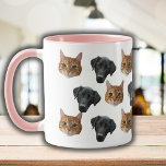 Modern Custom Cat Dog Photo Face 2 Photos Mug<br><div class="desc">Modern Custom Cat Dog Photo Face 2 Photos mug, Replace the face with your favorite photo (make sure to crop as much to the face as possible and use an app to remove the background) and personalize this funny mug with your kid, husband, pet or boyfriend on it! Also a...</div>