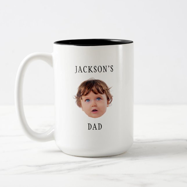 Modern Custom Child Face grandparents mom birthday Two-Tone Coffee Mug (Left)