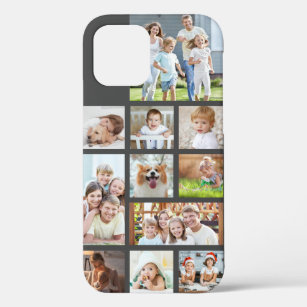 Modern Custom Color 11 Photo Collage iPhone 12 Case