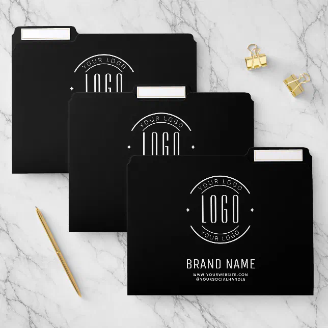 Modern custom company logo business branded file folder | Zazzle