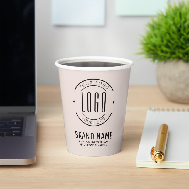 Modern custom company logo business branded paper cups (Insitu)