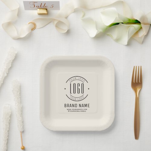 Modern custom company logo business branded paper plates