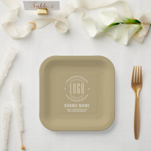 Modern custom company logo business branded paper plates