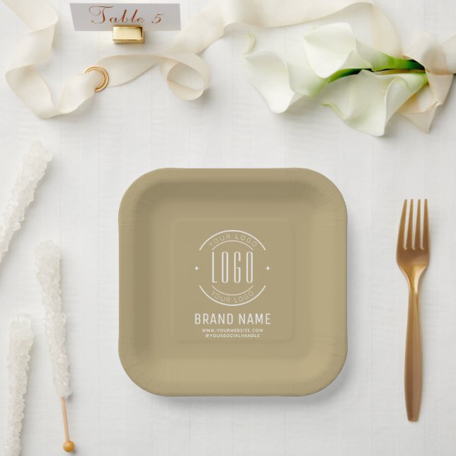Modern custom company logo business branded paper plates (Wedding)
