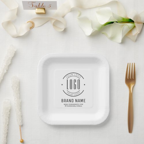 Modern custom company logo business branded paper plates