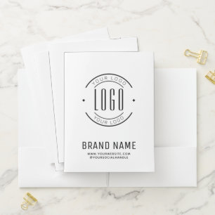 Modern custom company logo business branded pocket folder
