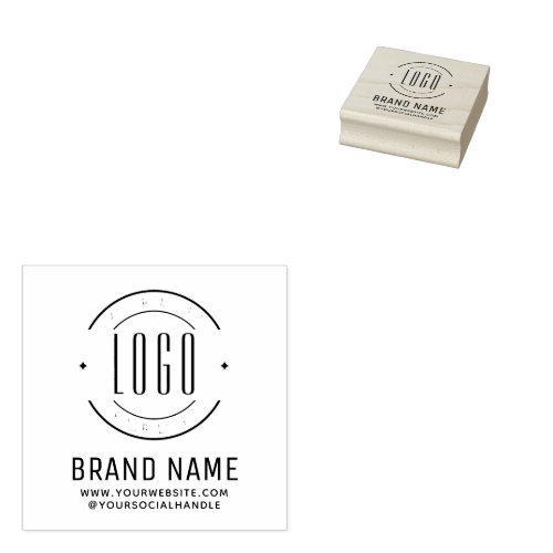 Modern custom company logo business branded rubber stamp