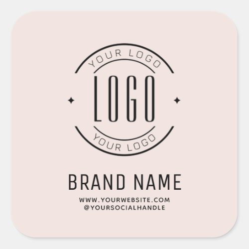 Modern custom company logo business branded square sticker