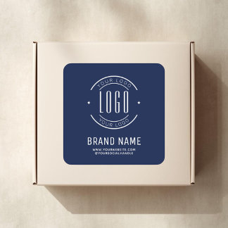 Modern custom company logo business branded square sticker
