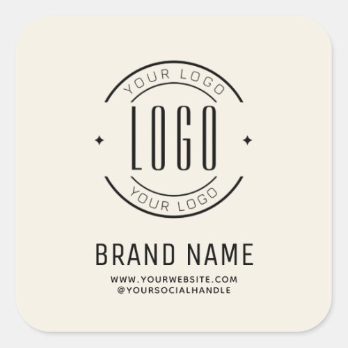 Modern custom company logo business branded square sticker