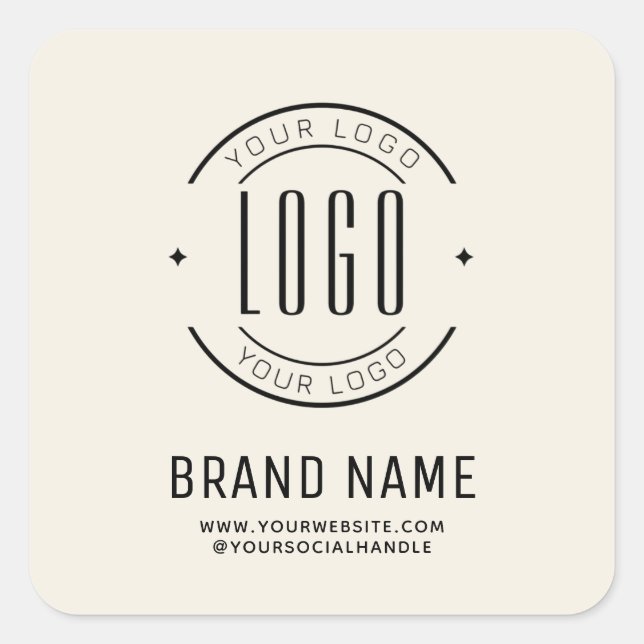 Modern custom company logo business branded square sticker (Front)
