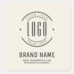 Modern custom company logo business branded square sticker