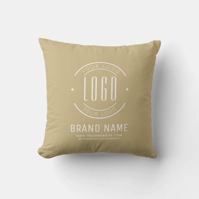 Modern custom company logo business branded throw pillow (Front)