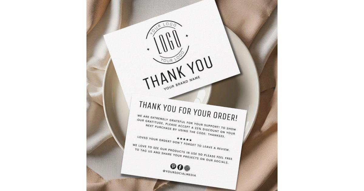 Modern custom company logo business thank you card | Zazzle