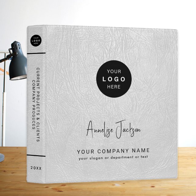 Modern custom company logo business white leather 3 ring binder (Creator Uploaded)