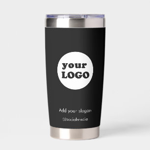 Modern Custom Company Logo Slogan Black Insulated Tumbler