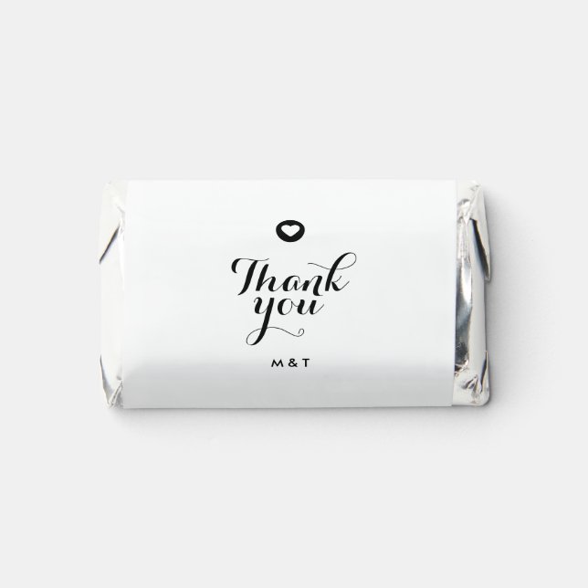 Modern Custom Couple Initials Monogram Thank You Hershey's Miniatures (Front)