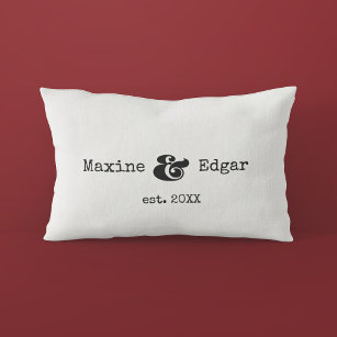 Modern custom couple name with ampersand lumbar pillow