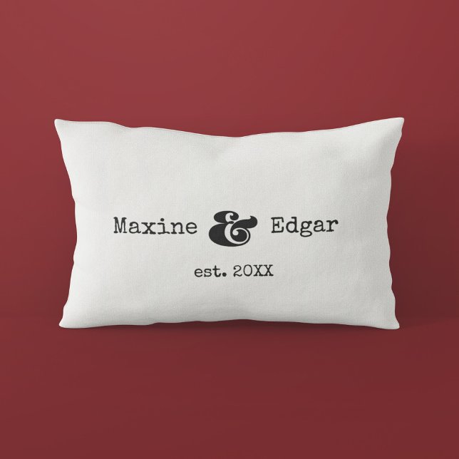 Modern custom couple name with ampersand lumbar pillow (Creator Uploaded)