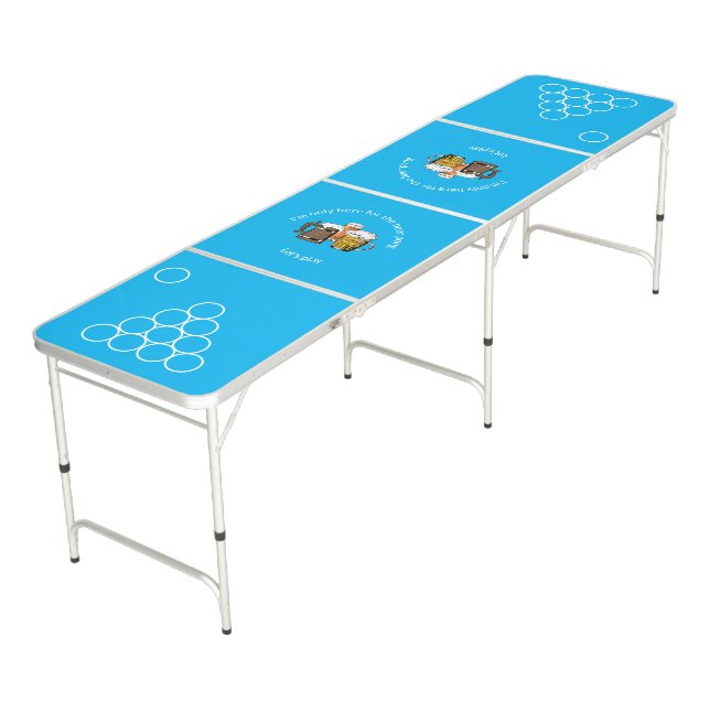 Modern Custom Cyan Blue Beer Pong Table (Angled)