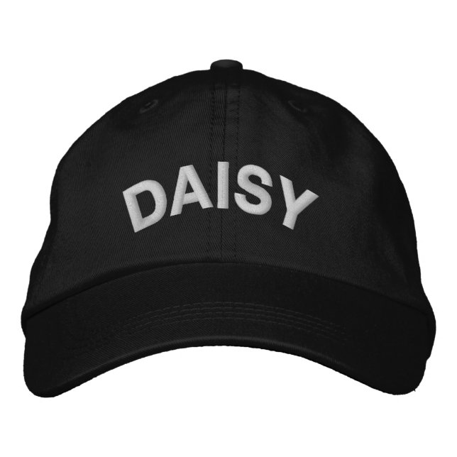 Modern Custom DAISY Text Embroidered Baseball Cap (Front)