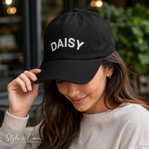 Modern Custom DAISY Text Embroidered Baseball Cap