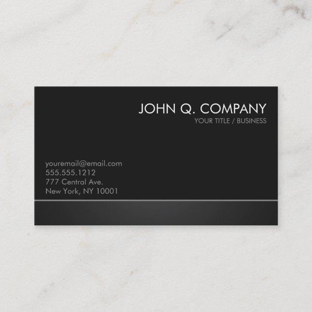 Modern Custom Dark Business Card - Charcoal Gray (Front)
