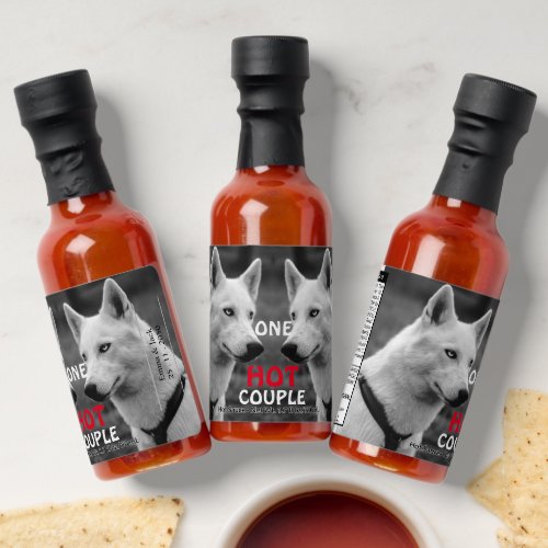 Modern Custom Dog Pet One Hot Couple Wedding Photo Hot Sauces